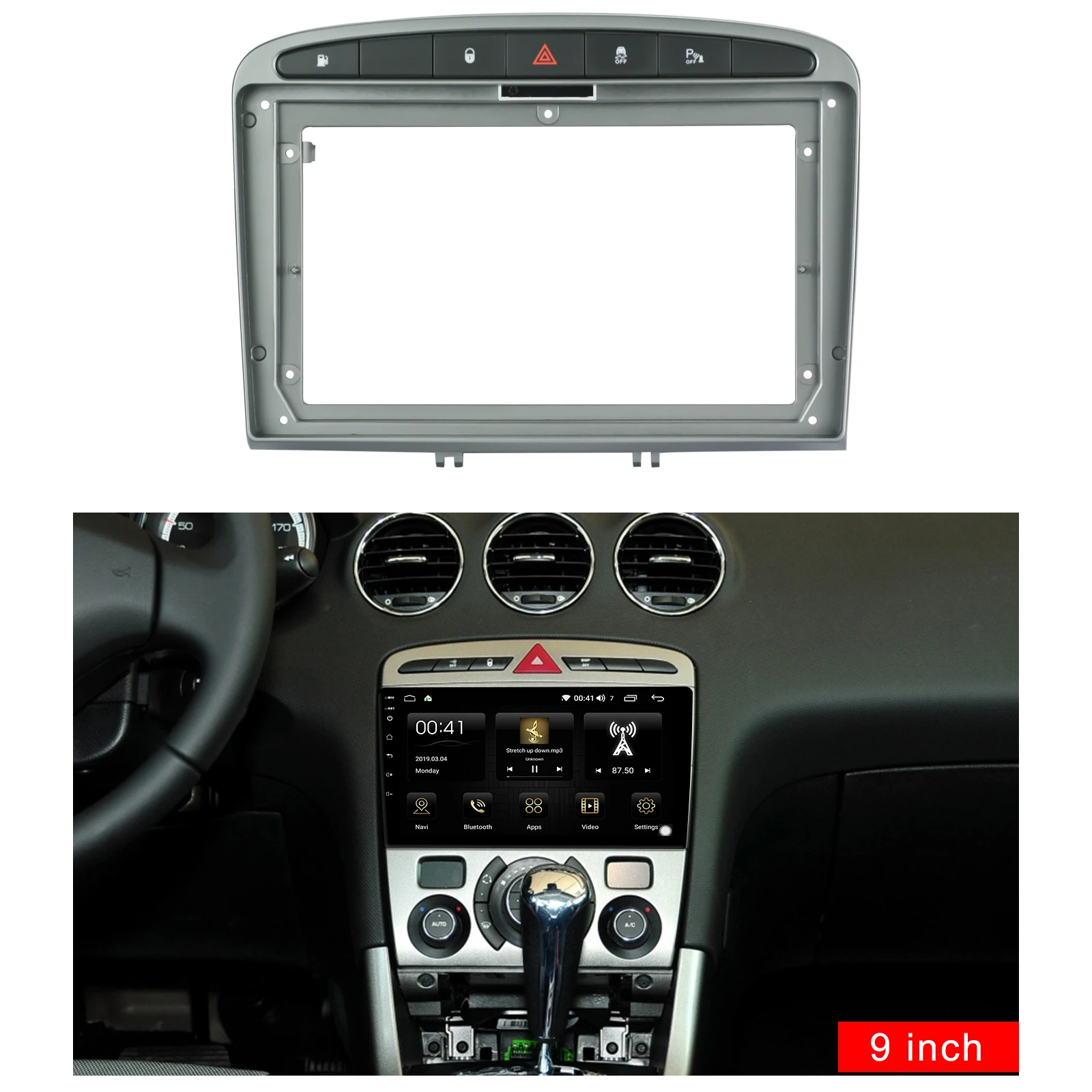 Комплект отделки 9 дюймовой автомобильной Fascia ДЛЯ PEUGEOT 308 2008 2013 двойная Din
