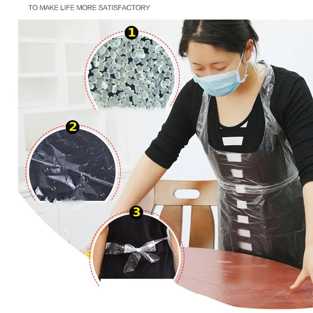 1/10/100 шт одноразовый пластиковый фартук водонепроницаемый и маслостойкий для