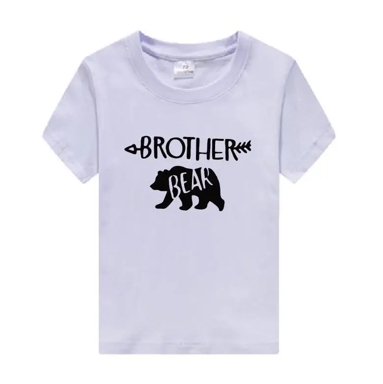 white KIDS BROTHER Одинаковые футболки для всей семьи с изображением медведя, мамы, медведя, папы, медведя, футболки, повседневные футболки с короткими рукавами для маленьких девочек, хлопковые футболки, Прямая поставка - Цвет: white KIDS BROTHER