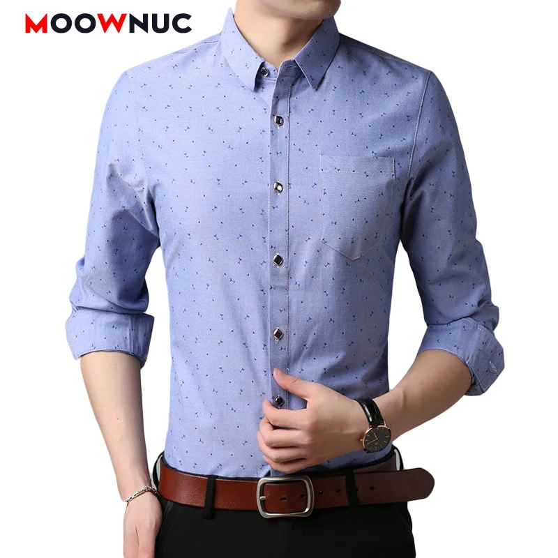 

Casual Shirts for Mens New 2021 Business Coverall Autumn Winter Classic Printed Hombre Slim Fashion Long Sleeve Male Formal Wear