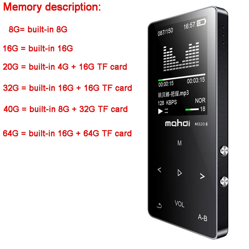 

MP4 player with bluetooth sport mp3 mp4 music player ith speaker portable mp 4 media slim touch Screen fm radio video Hifi 16GB