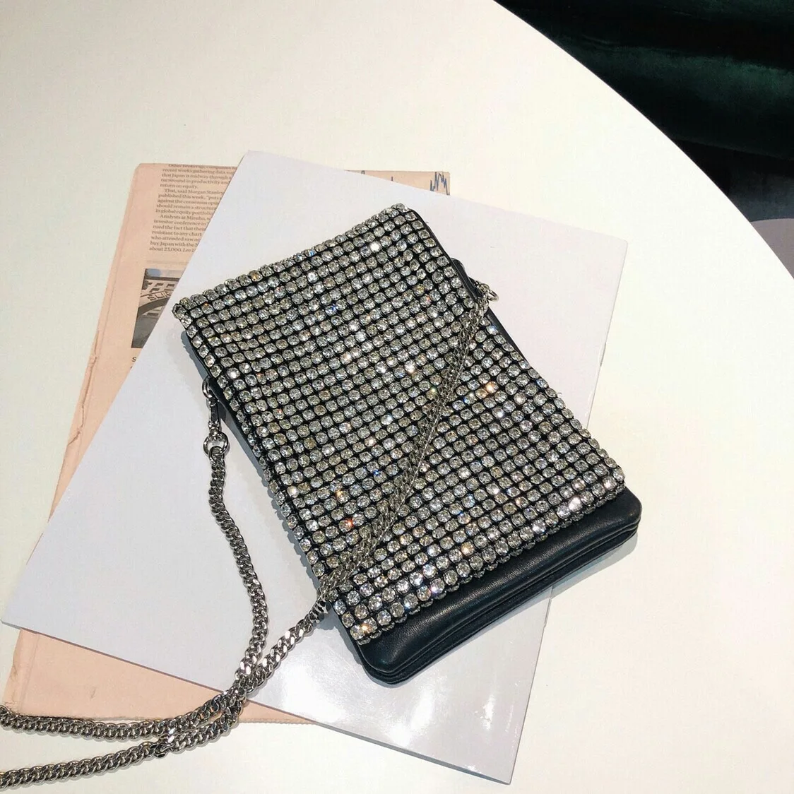 Water Drill Bag Small Square Bag with Cover Mobile Phone Bag One Shoulder Slant Bag Female