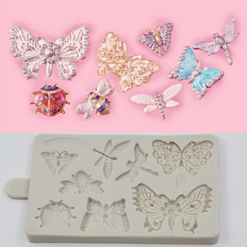 

Bee Butterfly Insect Mould Silicone Mold Fondant Cake Decorating Tool Gumpaste Sugarcraft Chocolate Forms Bakeware Tools