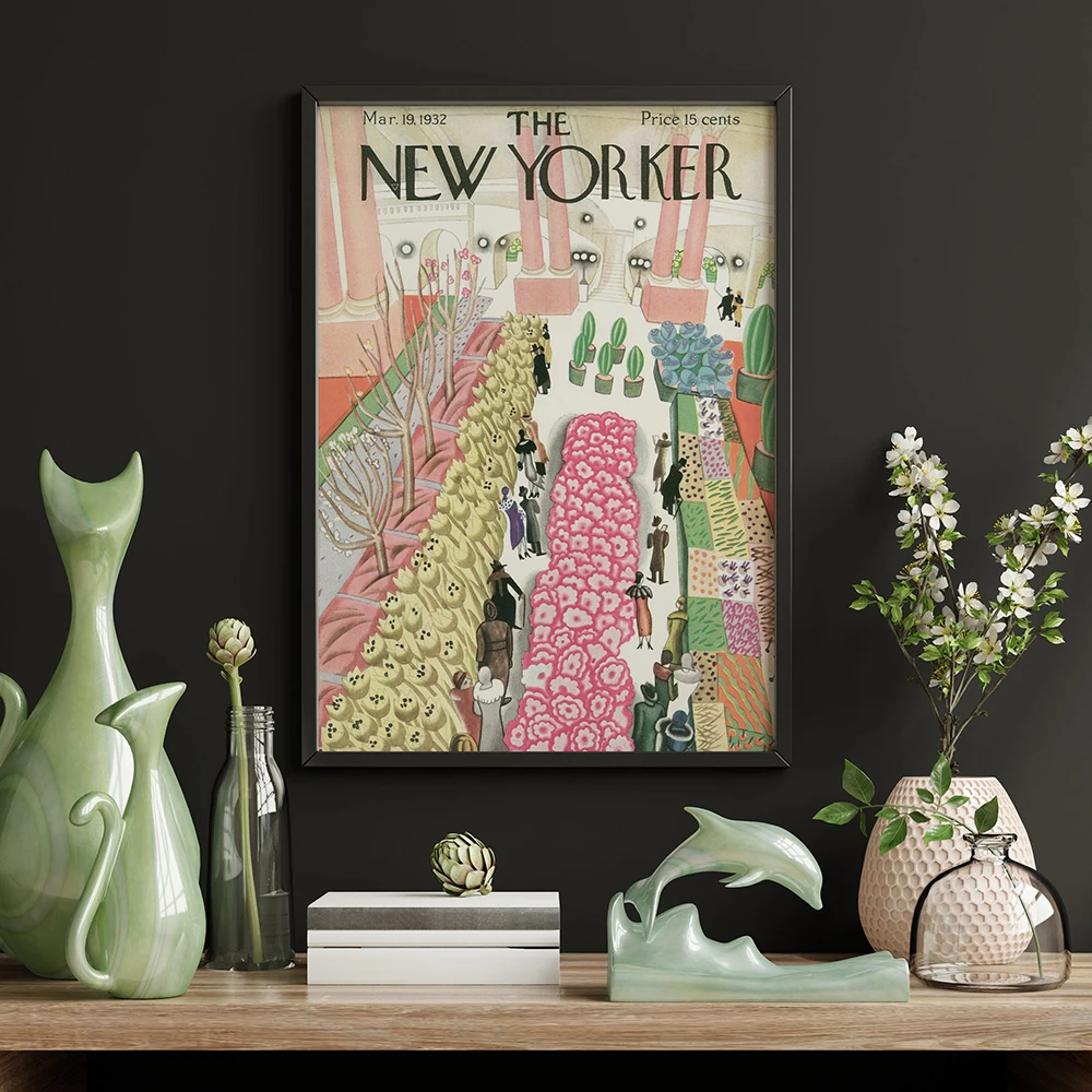 

New Pink Magazine Cover Poster View of the World 1932 Vintage Print Wall Art Retro Picture Canvas Painting Home Decor