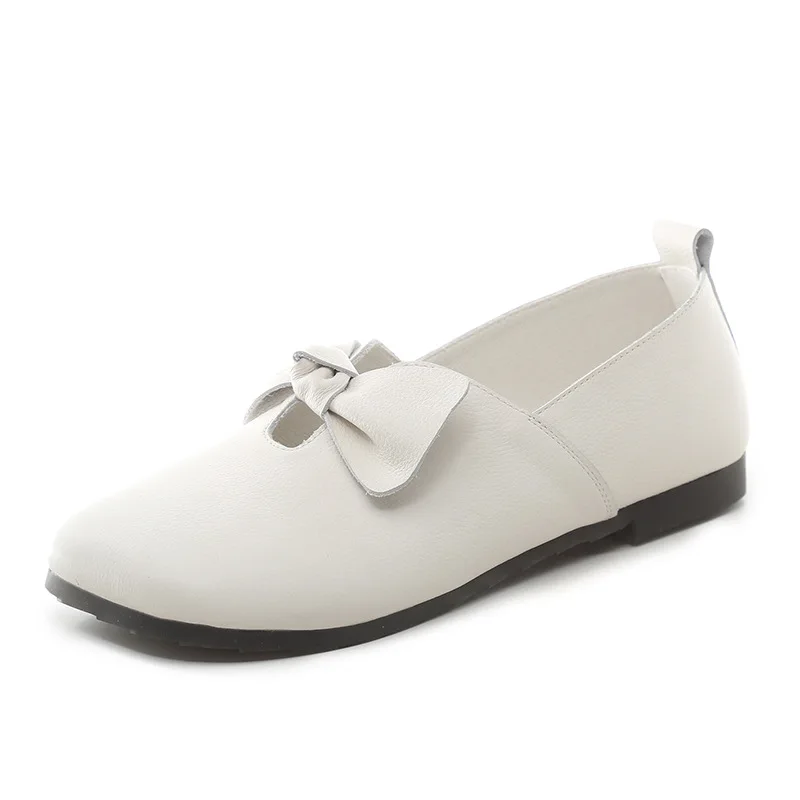 

Women's shoes new 2021 spring Doudou shoes artistic leather soft sole handmade shoes light mouth shoes large size