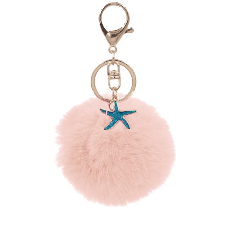 8 см пушистый помпон в форме морской звезды автомобильный держатель для ключей