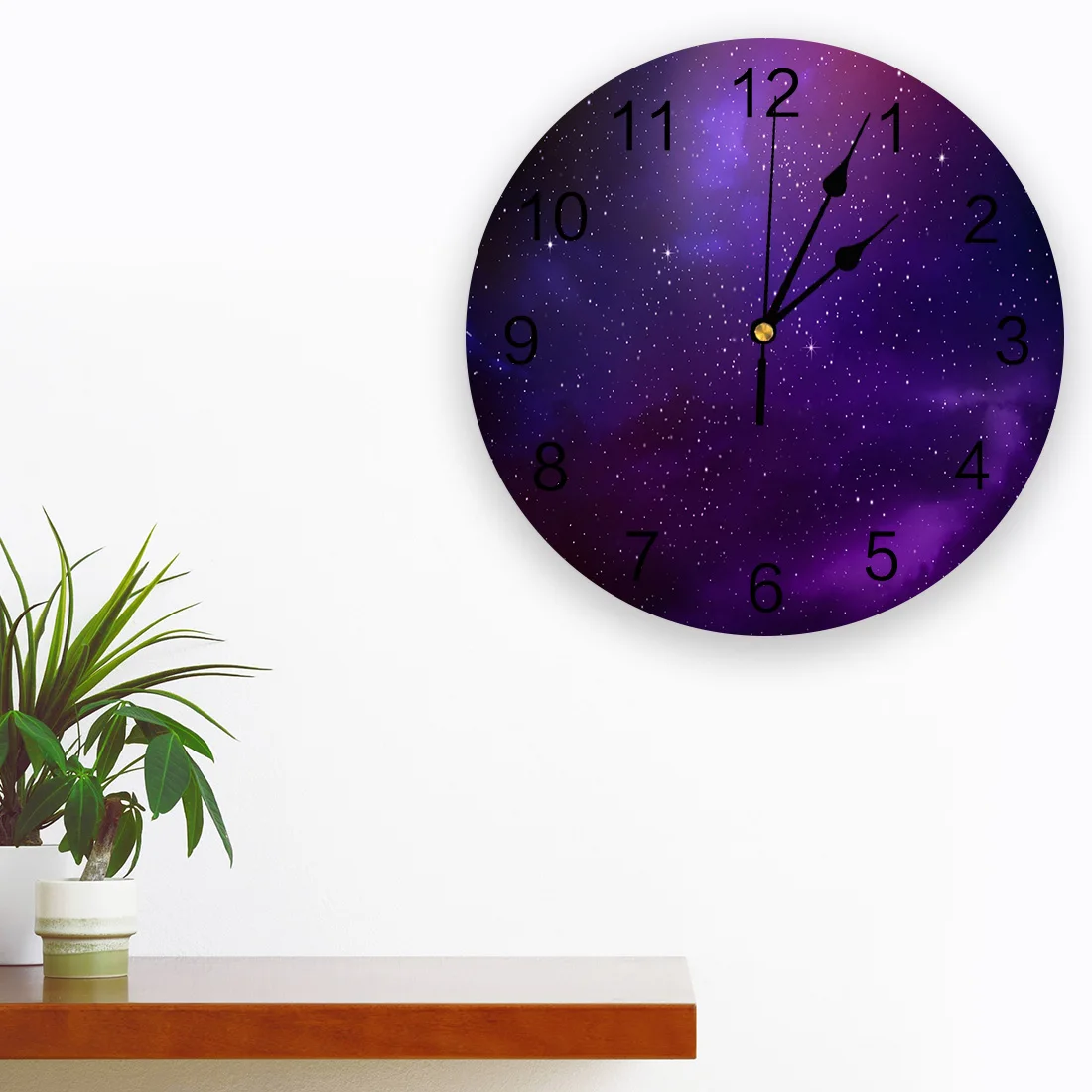 Настенные 3d-часы с фиолетовыми галактическими планетами современные