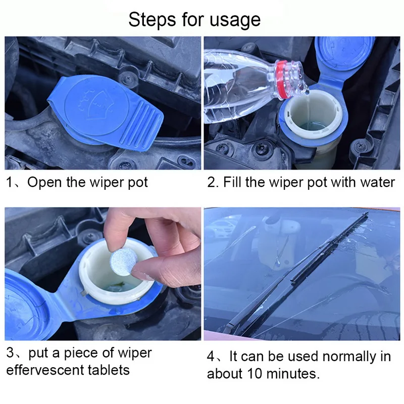 

10Pcs Car Accessories Solid Wiper Window Cleaning Car for Windscreen Glass Wash Cleaning Concentrated Effervescent Tablets