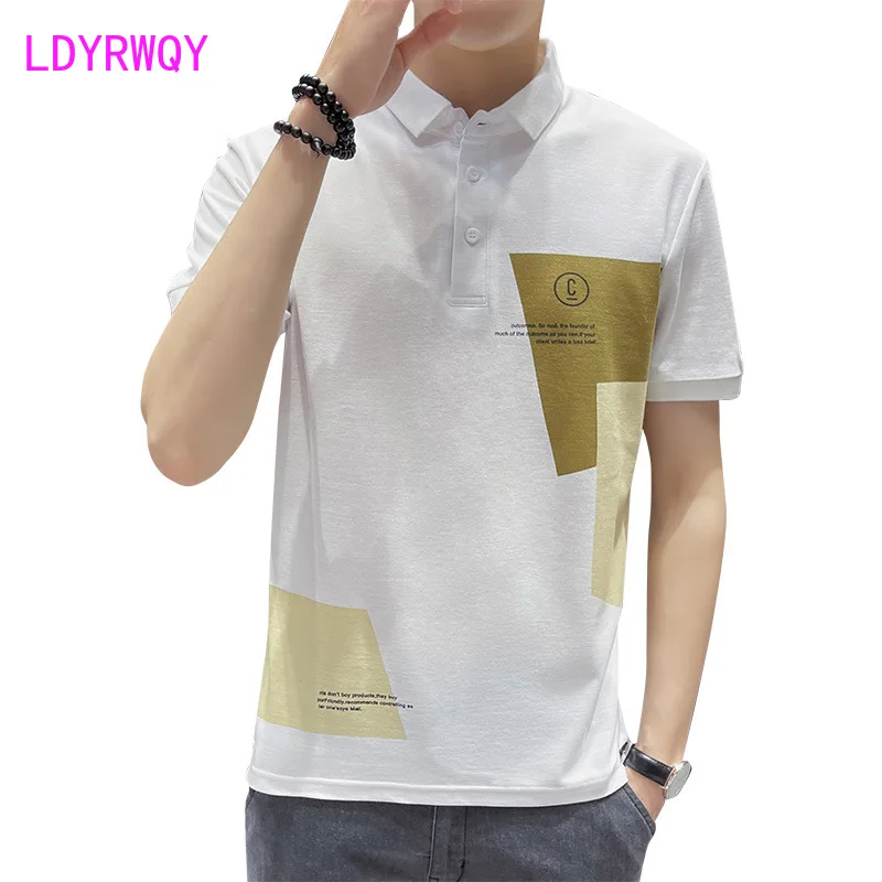 

LDYRWQY polo shirt men's short sleeve 2021 summer new casual lapel half sleeve Casual Cotton