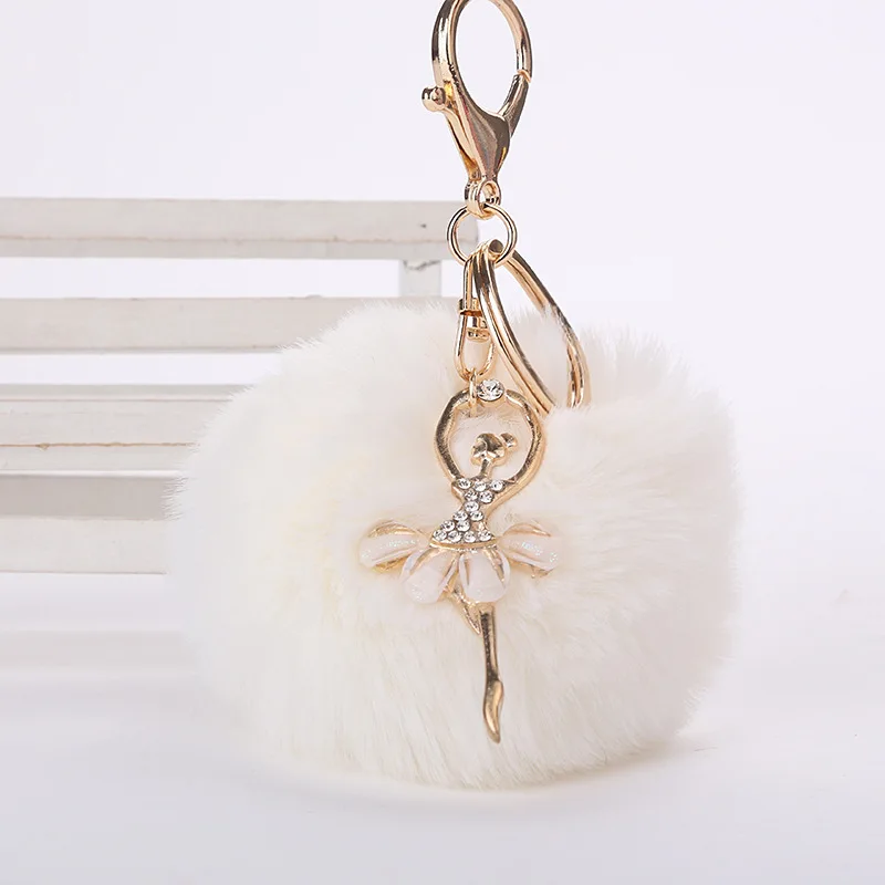 Шарик из искусственного кроличьего меха брелок с помпоном украшения для женских
