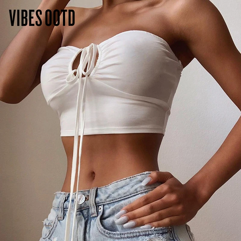 VIBESOOTD с резным узором сексуальным вырезом на спине и откидными лямкой шее кроп