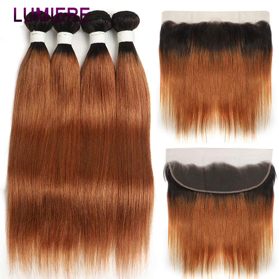 Прямые человеческие волосы T1B/30 с эффектом омбре 3/4 пряди ков застежкой