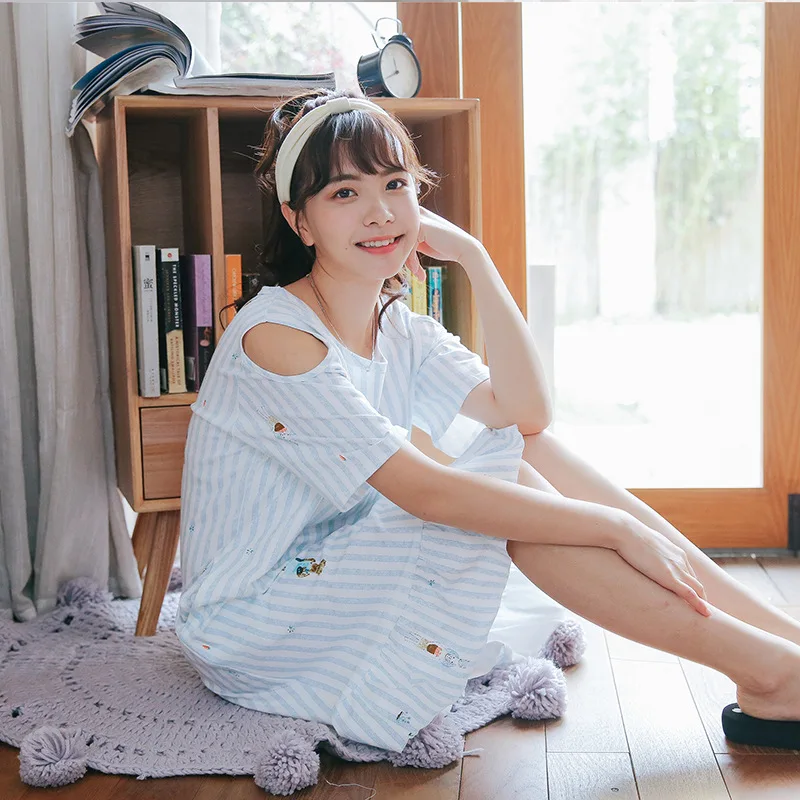 2020 летняя свободная Хлопковая женская ночная рубашка размера плюс средней длины