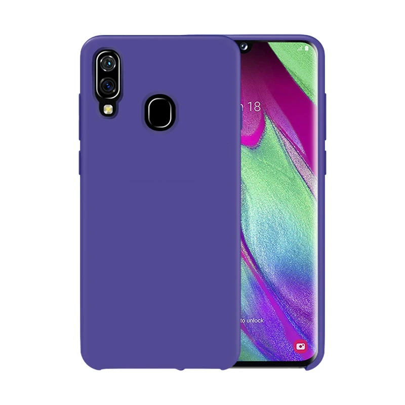 Чехол из жидкого силикона для samsung A40, Мягкий противоударный защитный чехол на заднюю панель для samsung Galaxy A70 A50 A40 A30 A20 A10, чехол Fundas - Цвет: Фиолетовый