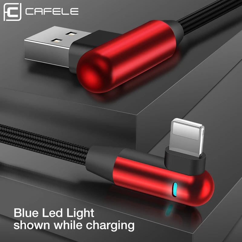 Cafele 90 градусов светодиодный usb кабель для IPhone 11 Pro X Xs Max 8 7 6s Plus мобильный игровой