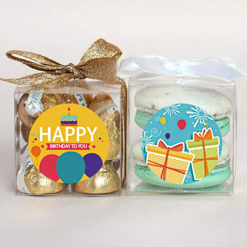 

500pcs/Roll Round Happy Birthday Tags Sticker 1 Inch Happy Birthday to you Labels Sticker For Birthday Gifts Package Stickers