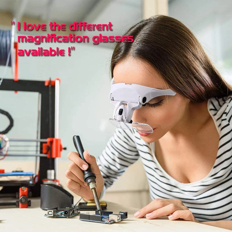 Увеличительные очки с креплением на голову со светодиодный Ной подсветкой