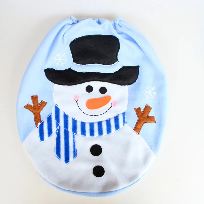 

Christmas decorations cartoon blue Snowman toilet cover cover Christmas home cloth decorations festival dropshipping