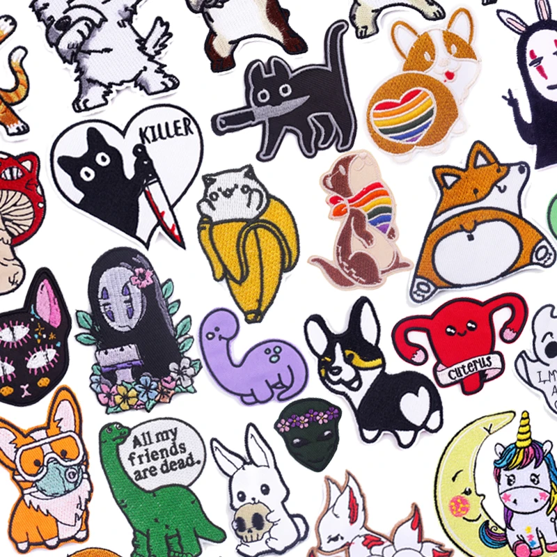 Милые Мультяшные аппликации с маленькими животными вышитые нашивки на одежду