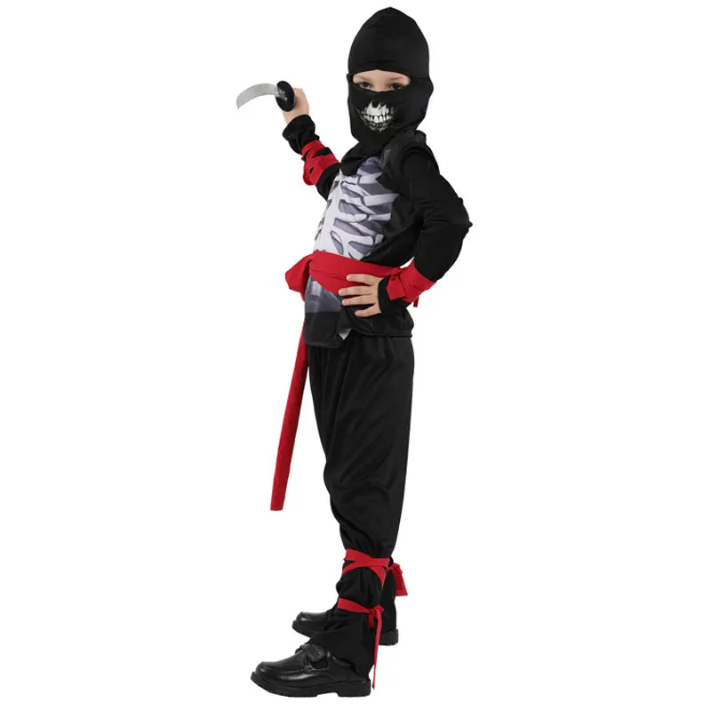 Детский костюм Скелетон ниндзя для мальчиков на Хэллоуин карнавальный Пурим