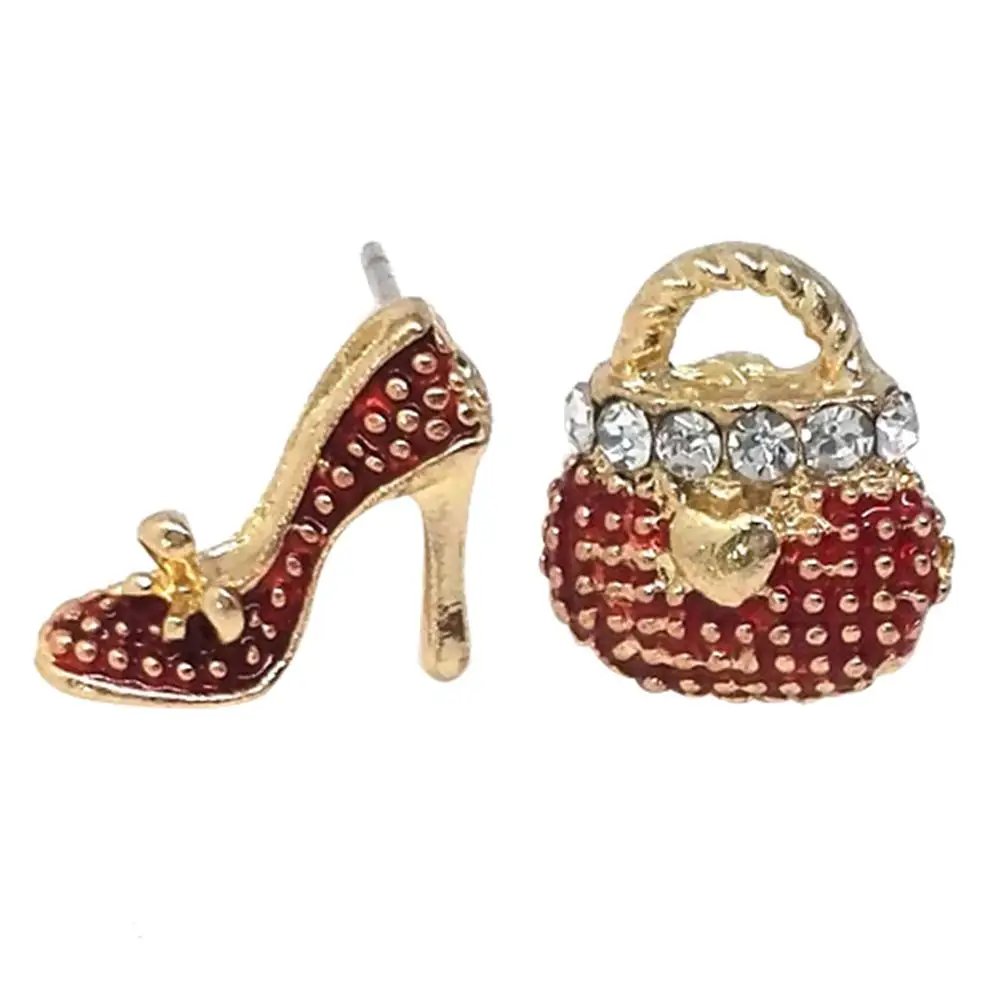 2019 Горячая Мода милая сумка каблуки обувь асимметричные серьги для женщин золото