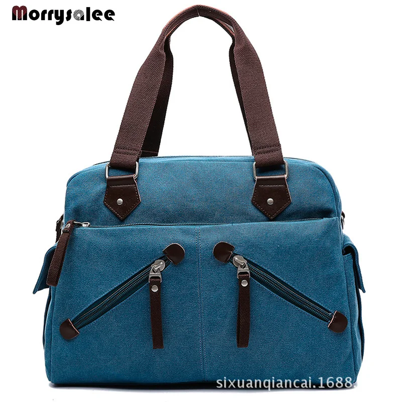 Холщовая деловая сумка для мужчин портфель на молнии однотонная дорожная