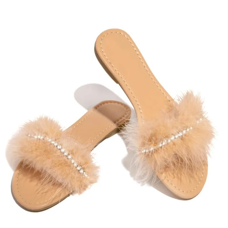 

2021 Summer New Fashion Women's Slippers Designer Solid Color Crystal Sexy All-match Flat Sandals Ladies No-slip Beach Slippers