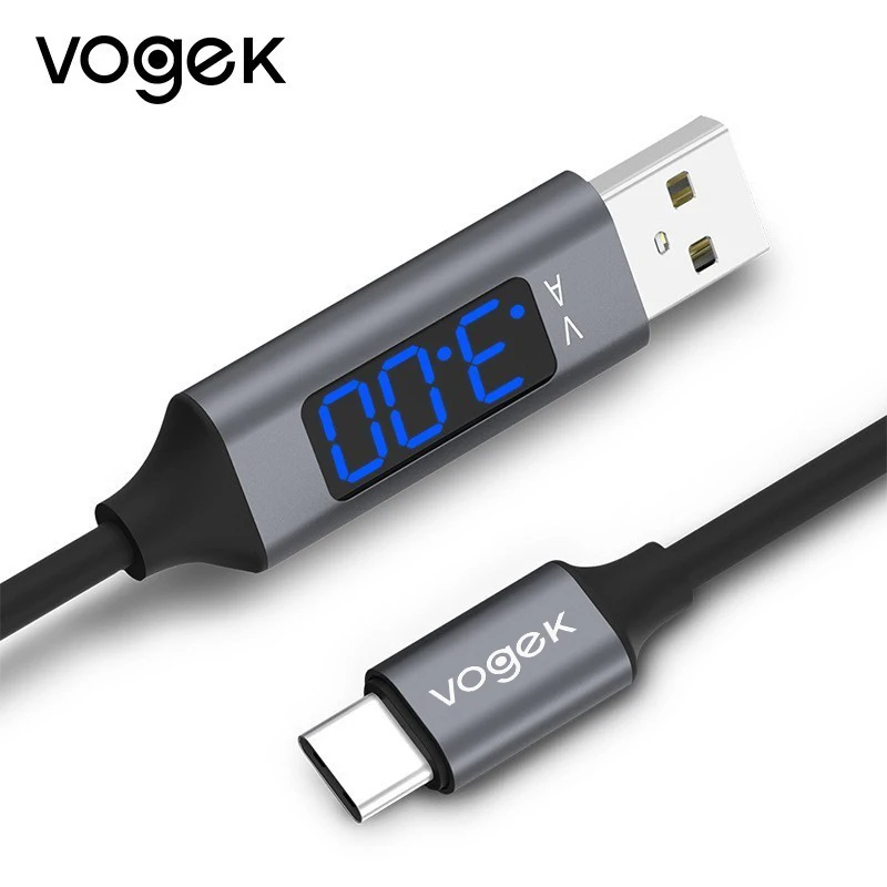 Vogek 3A USB кабель для телефона со светодиодный цифровым дисплеем type C Micro USB кабель для передачи данных Быстрая зарядка для iPhone Xiaomi huawei телефонный кабель