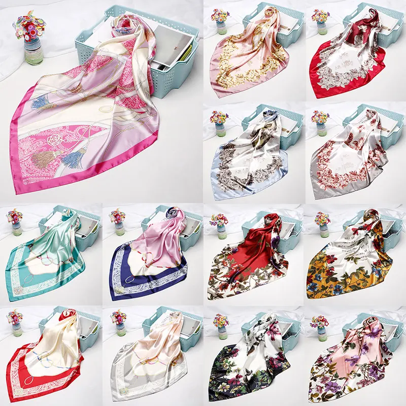 

Scarf Silk Satin Bandana Women Summer Square Small Bag Wrap Bohemian Retro Paisley Ladies Scarves Indian Muslim Islamic Kerchief