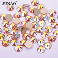 junao 1440pc ss16 ss20 ss30 16 cut facets topaz ab glass crystal rhinestone applique flatback round sticker nail crystal strass