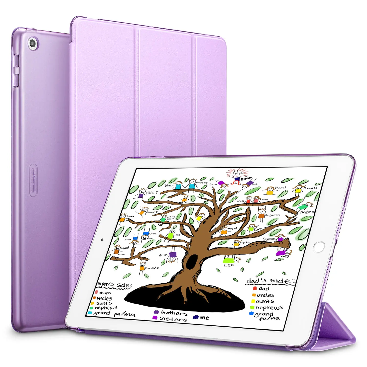 Purple Цветной чехол ESR для iPad 9,7 дюймов, Ультратонкий чехол из искусственной кожи с функцией автоматического сна, Чехол для iPad 9,7& 6-го поколения - Цвет: Purple