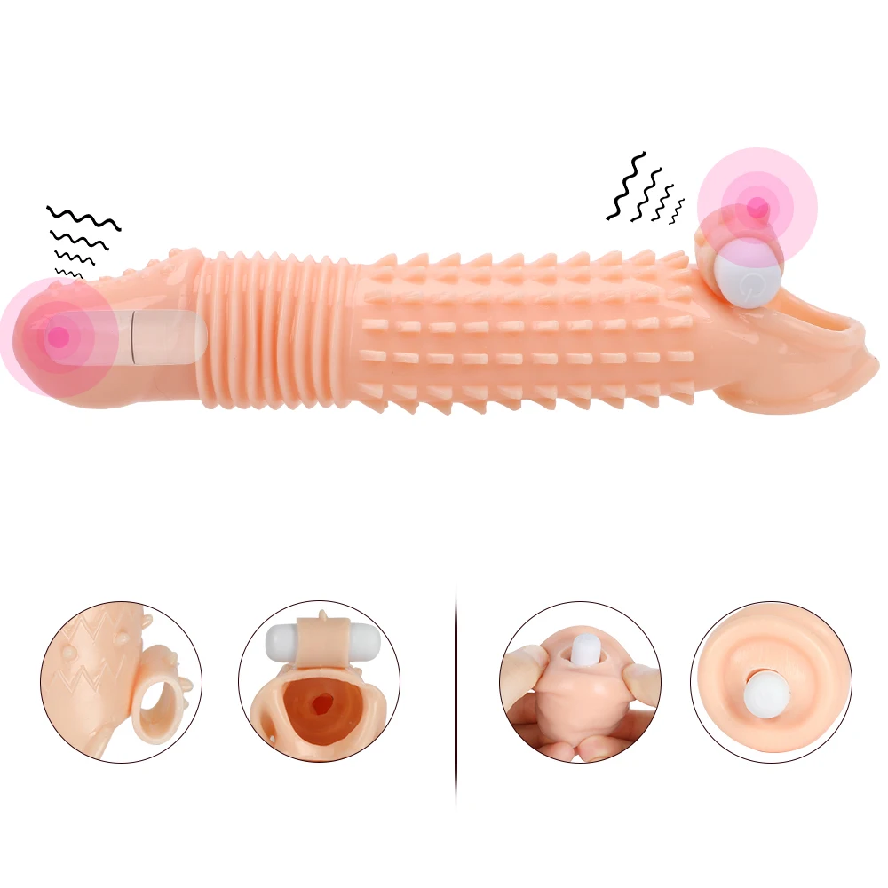 OLO Penis Enlargement Condoms Sleeve Sex Toys For Men Extender Erotic Vibrating Dick Delayed Ejaculation Reusable | Красота и