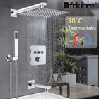 Ванная комната настенное крепление Термостатический душ кран Набор Хром скрытые краны Системы поворотный носик смеситель кран комбинированный набор