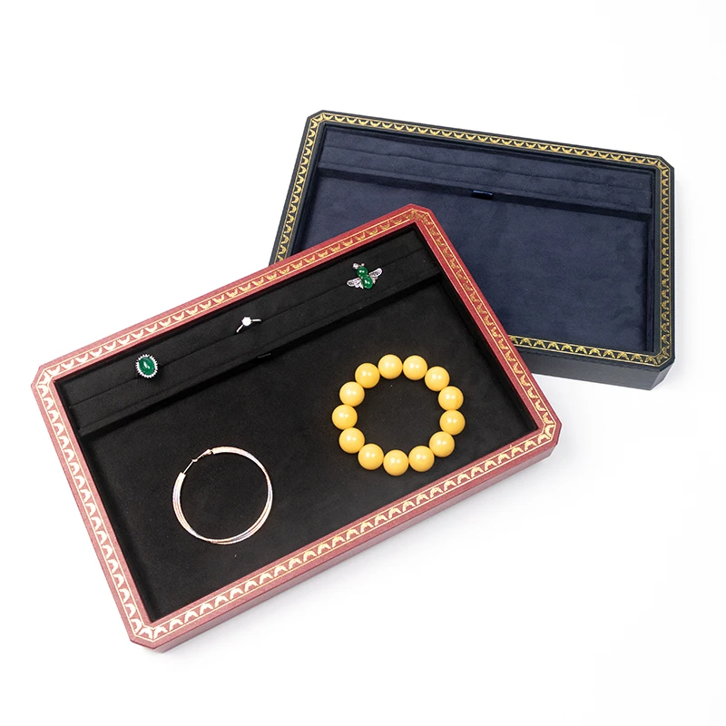 Black Pu Leather Flexible Jewelry Display Trays For Women Earring Bracelet Pendent Wedding Ring Show Plate Jewellery Organizer
