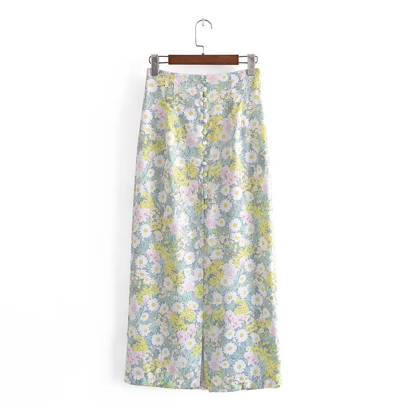 

Skirts Womens Skirt Same Style Women's Clothing Spring and Summer New Refreshing Casual Style Flower Print Midi Skirt Skirt