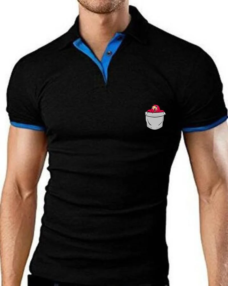 Мужская рубашка-поло с коротким рукавом карманами | одежда