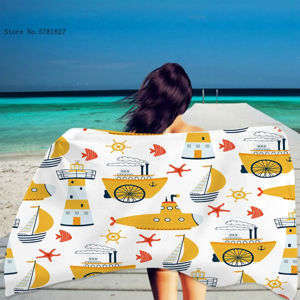 

Sailboat Car Beach Towel Motorcycle Bike Truck Beach Towel Cartoon Transportation Shower Towel Dry Towel Beach Towel Decor