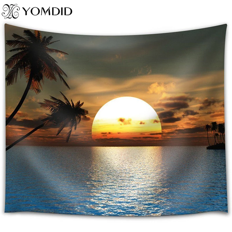 Гобелен с принтом заката пляжное полотенце индийские настенные гобелены хиппи