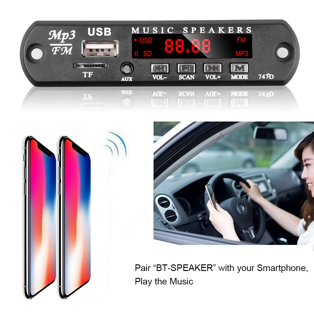 Большой цветной экран 12 В MP3 WMA WAV декодер плата без Bluetooth автомобильный аудио