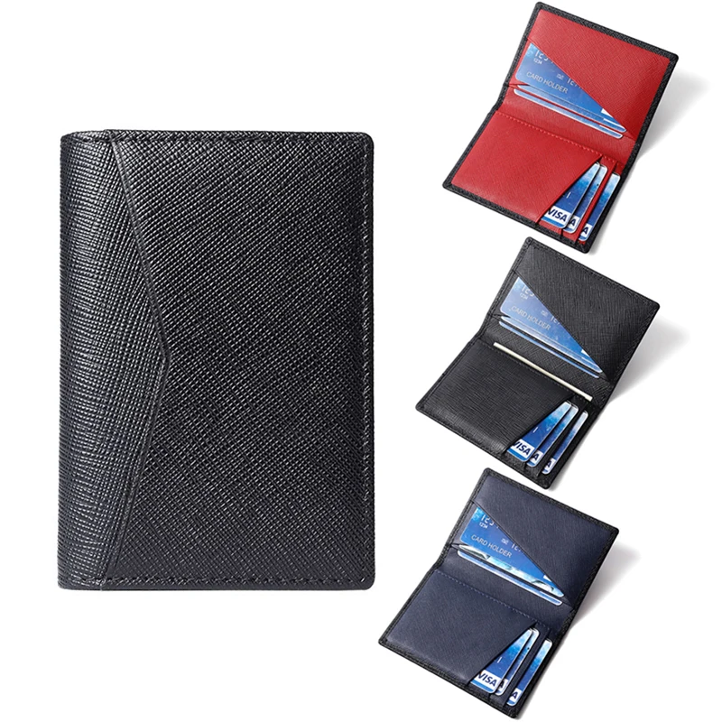 

2021 модный роскошный RFID двойной маленький кошелек для мужчин тонкий кожаный держатель для карт