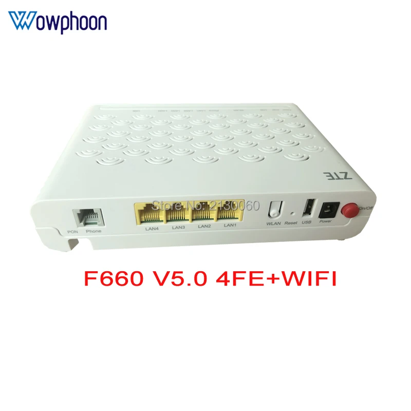 Горячая Распродажа 5,0 версия zte F660 GPON ONT 4FE+ 1TEL+ 1USB+ wifi, английская прошивка оптический сетевой терминал