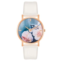 retro rose flowerbird dial design ladies watches women fashion luxury dress watch waterproof casual woman quartz leather clock