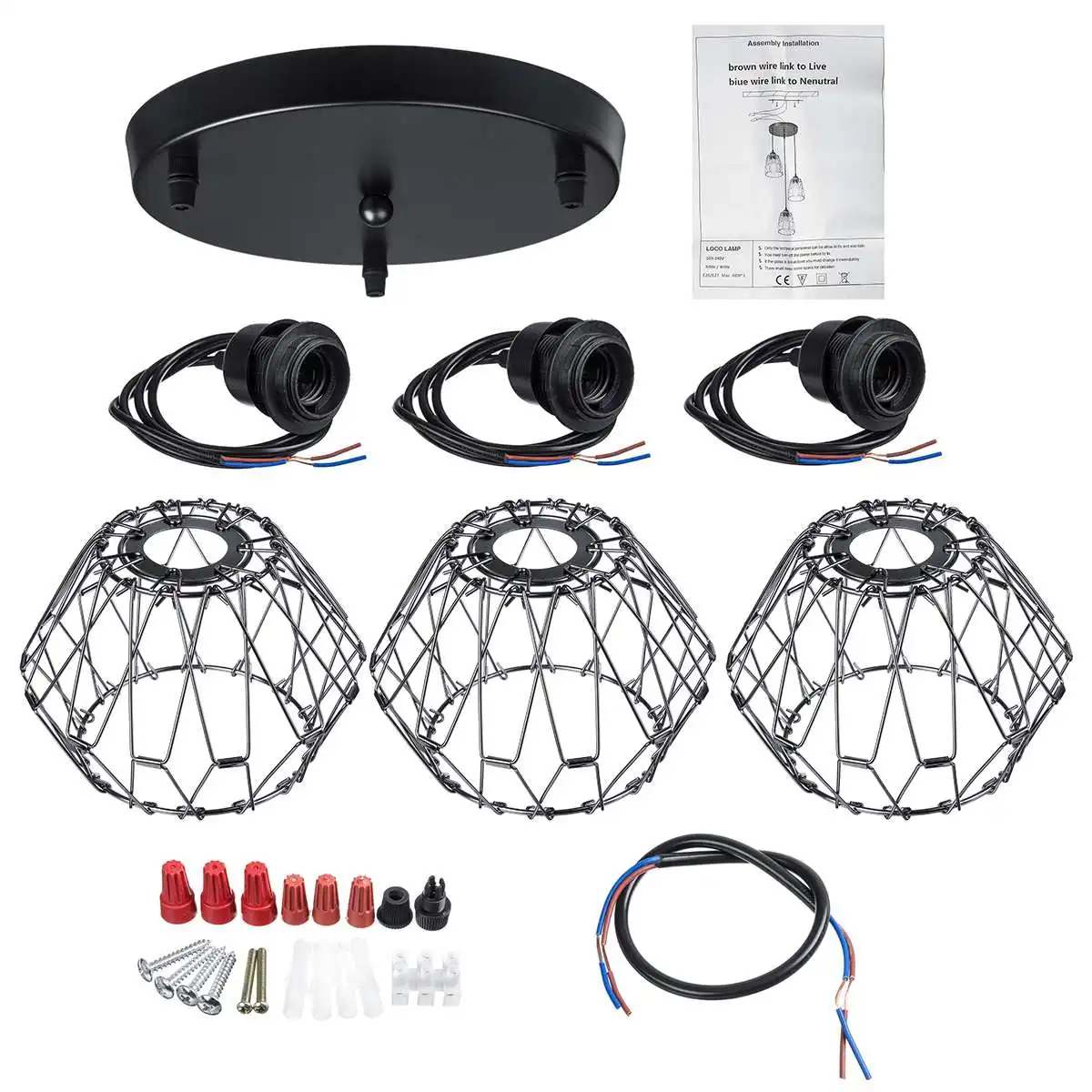 

Nordic Black Iron Industrial Pendant Lights Hanging Cage Vintage Pendant Lamp Metal Hanging Lamp Parlor for E27 LED 110V-220V