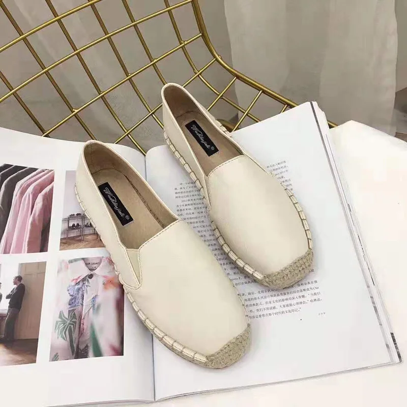 Пеньковые мокасины женские эспадрильи балетки на плоской подошве повседневные