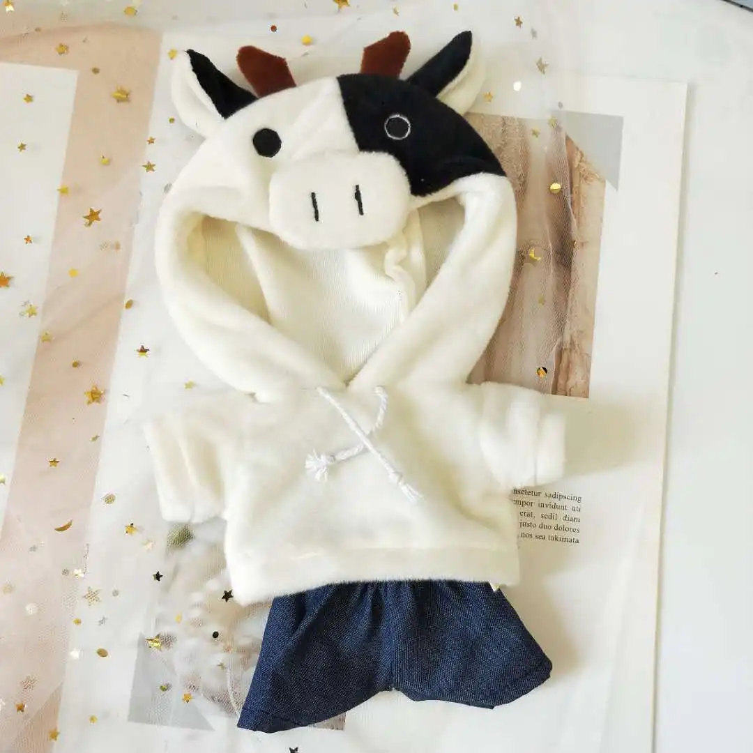 

20cm Star Idol Doll's Clothes Accessories Animal Clothing Cute Calf Hoodie Pants Suit Interchangeable Clothes(No Doll)