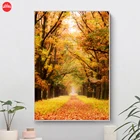 5d алмазная картина природный ландшафт, Осенние желтые деревья, опавшие листья diy полностью квадратная дрель Алмазная вышивка живопись