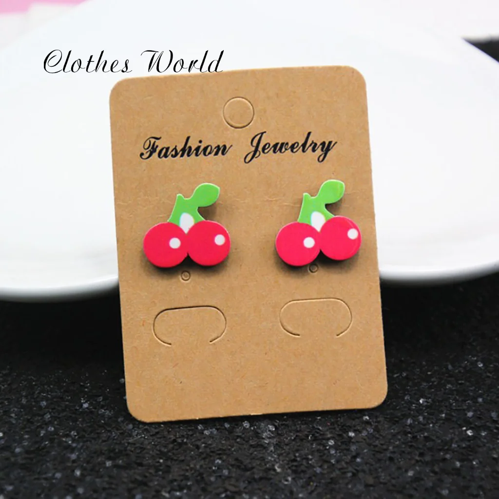 Kawaii Fruit Fun серьги гвоздики Мультяшные милые розовые Арбузные вишни