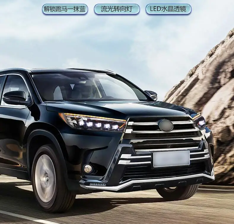 2 шт.~ 2019y автомобильный bupmer головной светильник для Toyota фара highlander Kluger автомобильные аксессуары светодиодный противотуманный фонарь highlander налобный фонарь