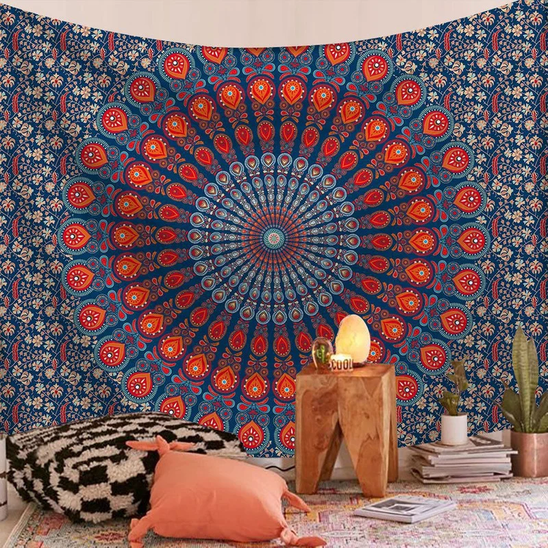

Indian Mandala Tapestry Wall Mount Camping Tent Travel Mattress Beach Rug Blanket Bohemian Tapestry Aesthetic Room Decor Tapis