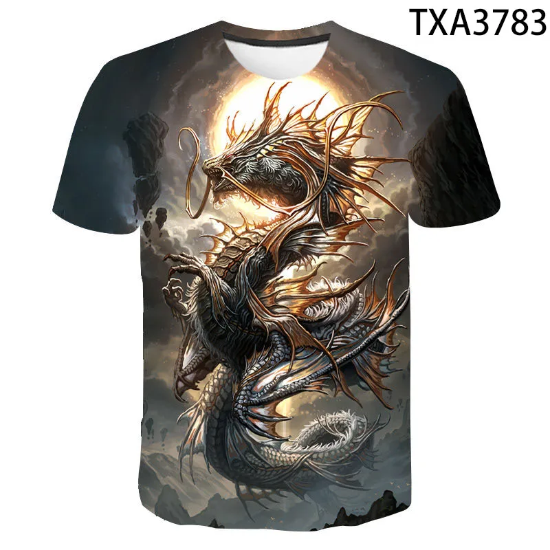 

2021 New Summer Dragon 3D T shirt Boy Girl Kids Fashion Casual Short Sleeve Men Women Children Printed T-shirt Funny Tops Tee